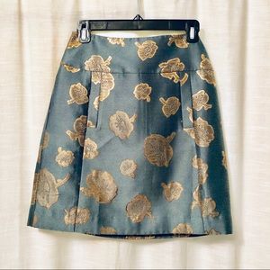 Ann Taylor Gold Floral Embroidered Skirt